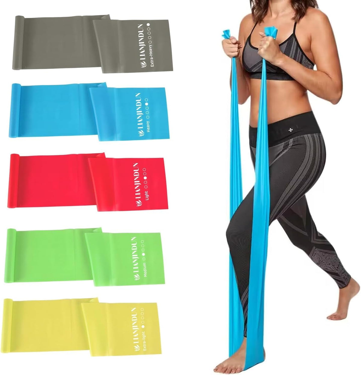 5 Pcs Professional Resistance Bands. Latex-Free, Pilates Band, Work Out Bands, Stretch Bands for Working Out Women or