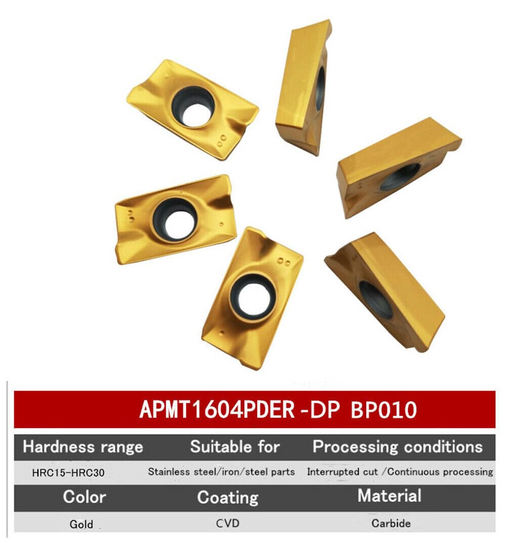 SATPISTOUL APMT1604PDER Carbide Inserts for CNC Lathe Milling & Turning Tools, 40pcs Replacement Inserts, Multilayer Coated for Hard Steel Processing (40PCS APMT1604)