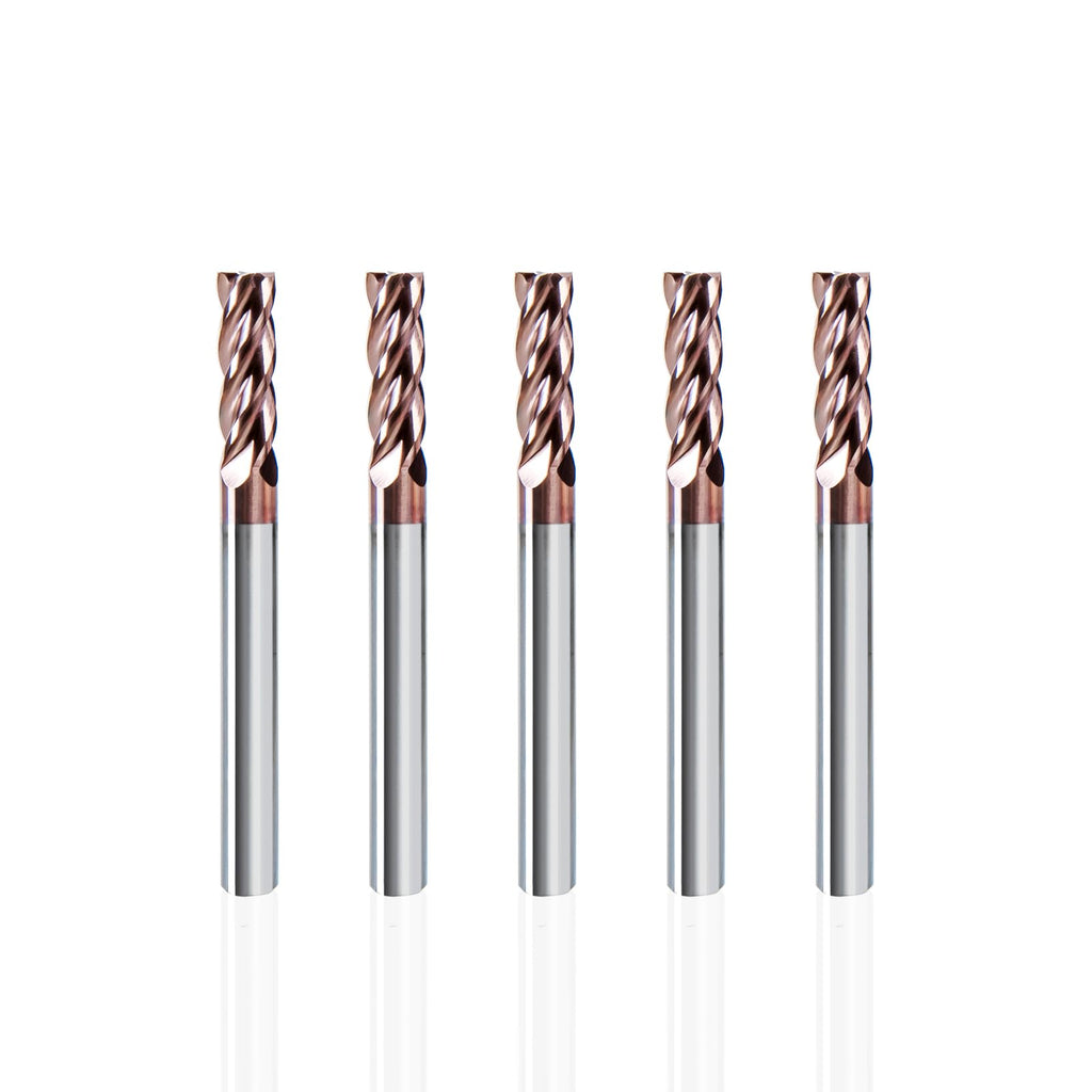 NZ 3/16" 4-Flute Square End Mill, TiSiN-Coated Carbide (HRC55) — for Machining Hardened Steel, Alloy Steels & Cast Iron | 5-Pack