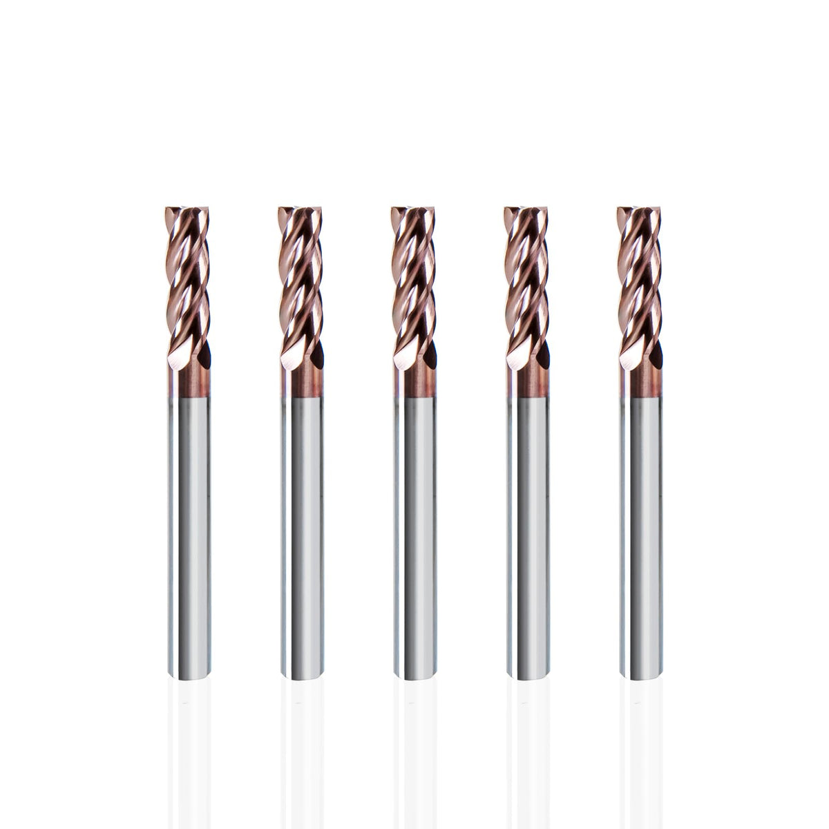 NZ 3/16" 4-Flute Square End Mill, TiSiN-Coated Carbide (HRC55) — for Machining Hardened Steel, Alloy Steels & Cast Iron | 5-Pack