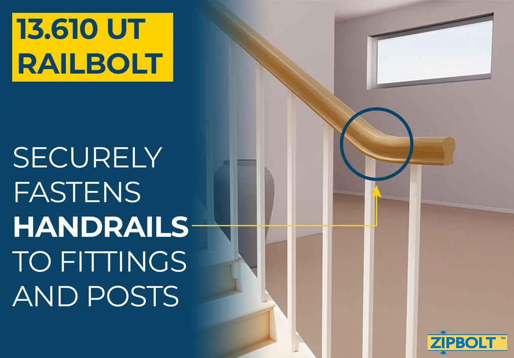 13.600 UT Railbolt Bulk Pack — Connect Handrails to Staircase Fittings and Newels, Durable, Fast, and Easy