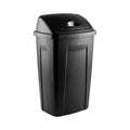 13 Gallon Trash Can with Swing Lid, Plastic Garbage Bin for Kitchen Black