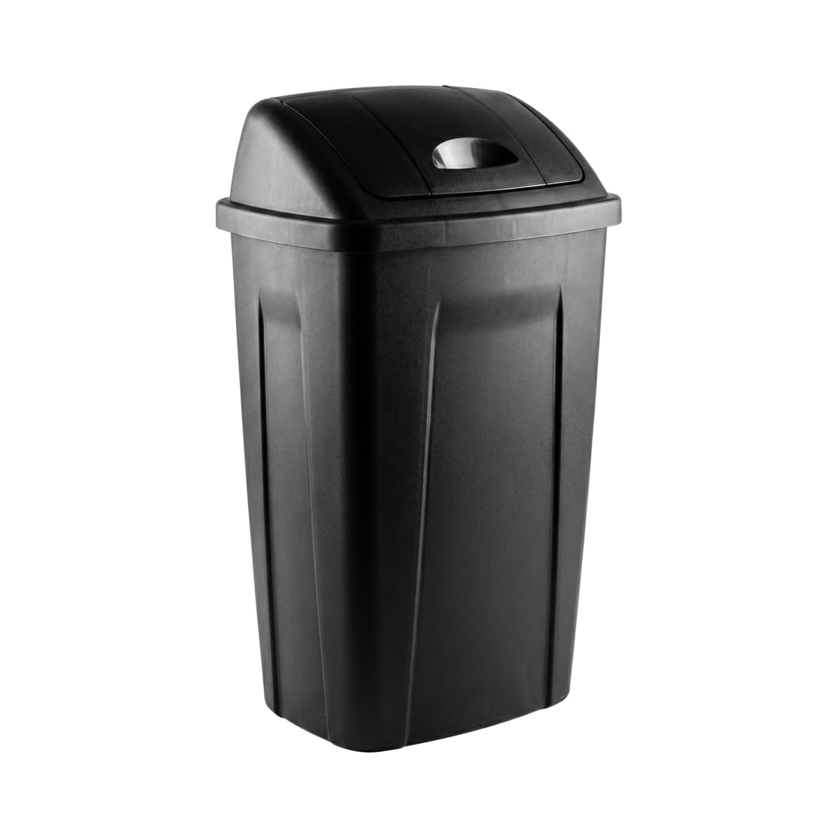 13 Gallon Trash Can with Swing Lid, Plastic Garbage Bin for Kitchen Black