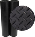 Diamond-Plate Rubber Flooring Roll - 3 mm x 4 ft x 7 ft Roll - Black