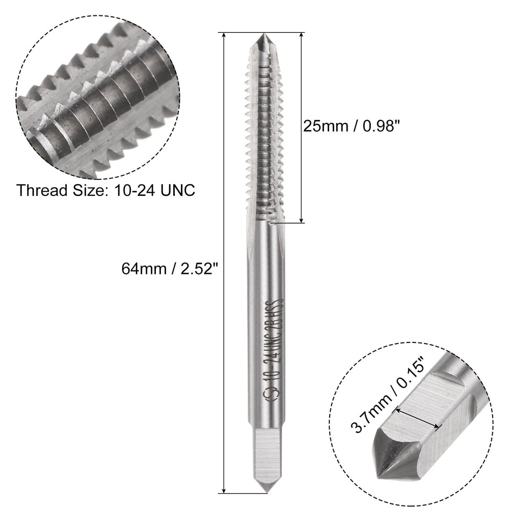 uxcell 10pcs Machine Thread Taps 10-24 UNC 2B High Speed Steel 6542 Straight Flute Screw Thread Milling Taps Threading Tapping Repair Tools