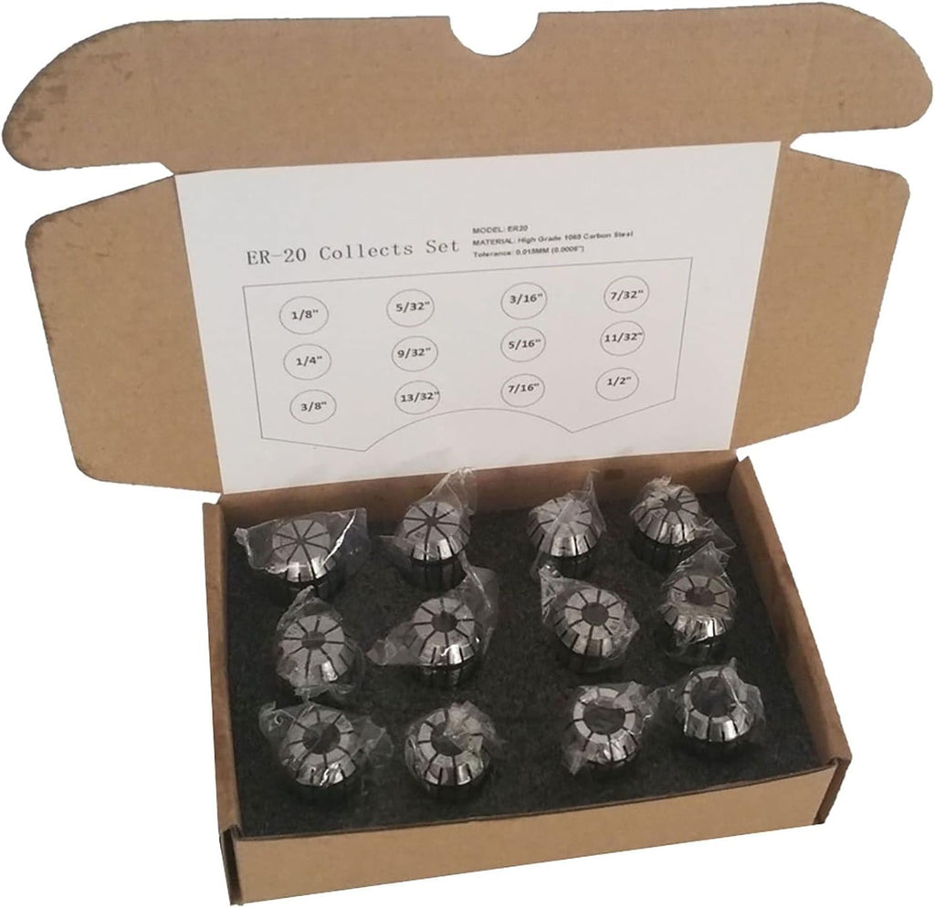 12 PCS ER20 Collets Set 1/8-1/2 Super Precision ER-20