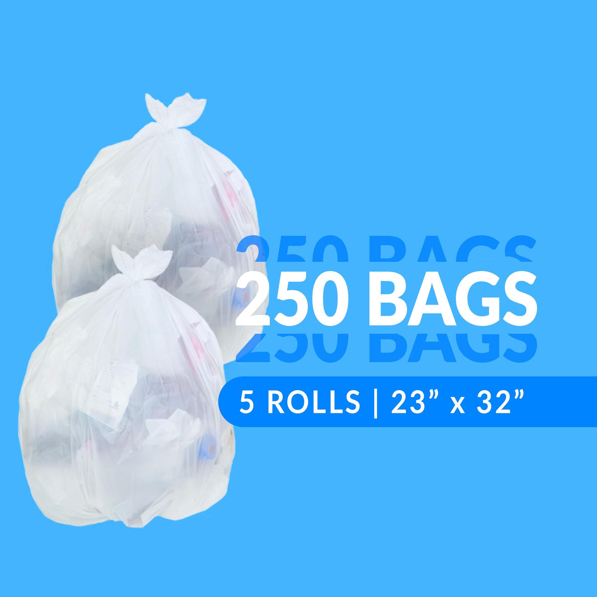 13 Gallon Trash Bags | 250 Bags | Clear | Tall Kitchen Liners