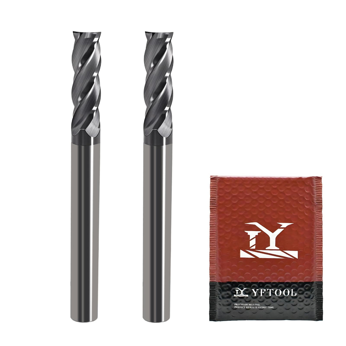 1/4 Carbide End Mill- 4 Flute Square Endmill for Steel 2pcs