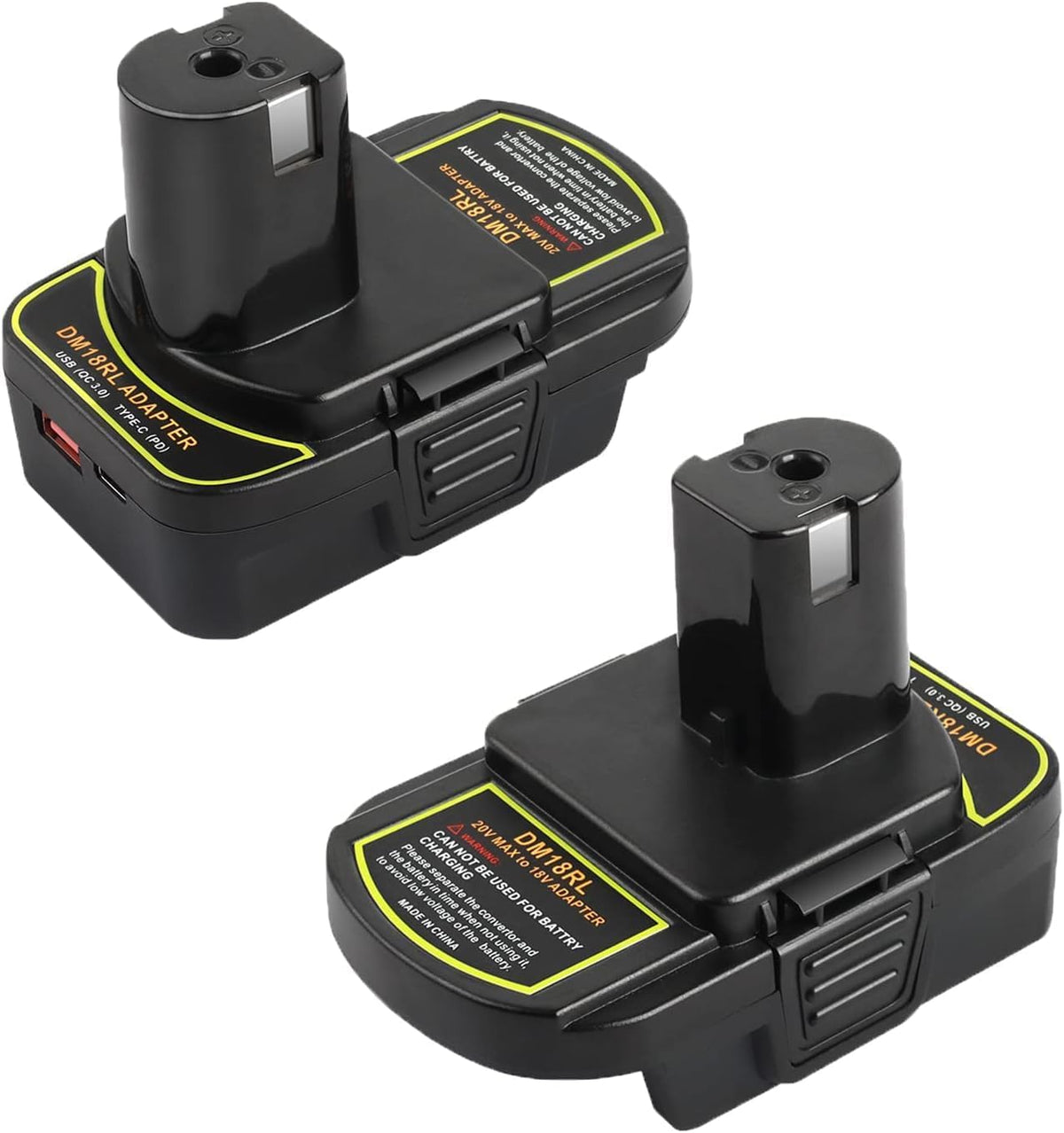 2 Pcs DM18RL Battery Adapter Compatible with Dewalt 20V & Mil 18V Batteries