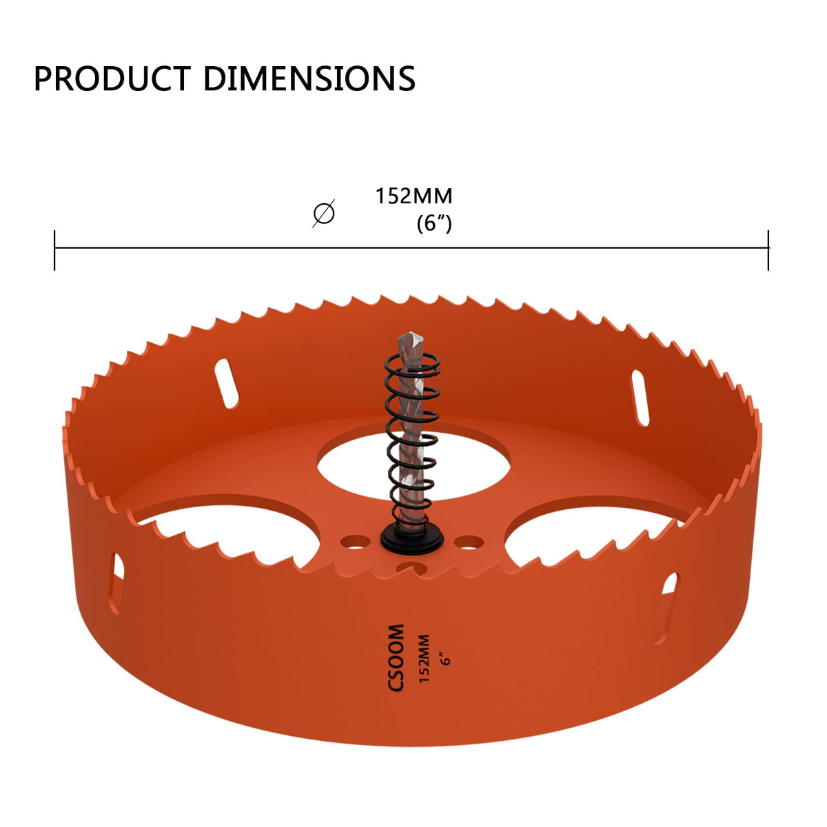 CSOOM 6" (152mm) Bi-Metal Hole Saw for Plastic, Wood, Plywood, Thin Steel and Thin Aluminum Sheets
