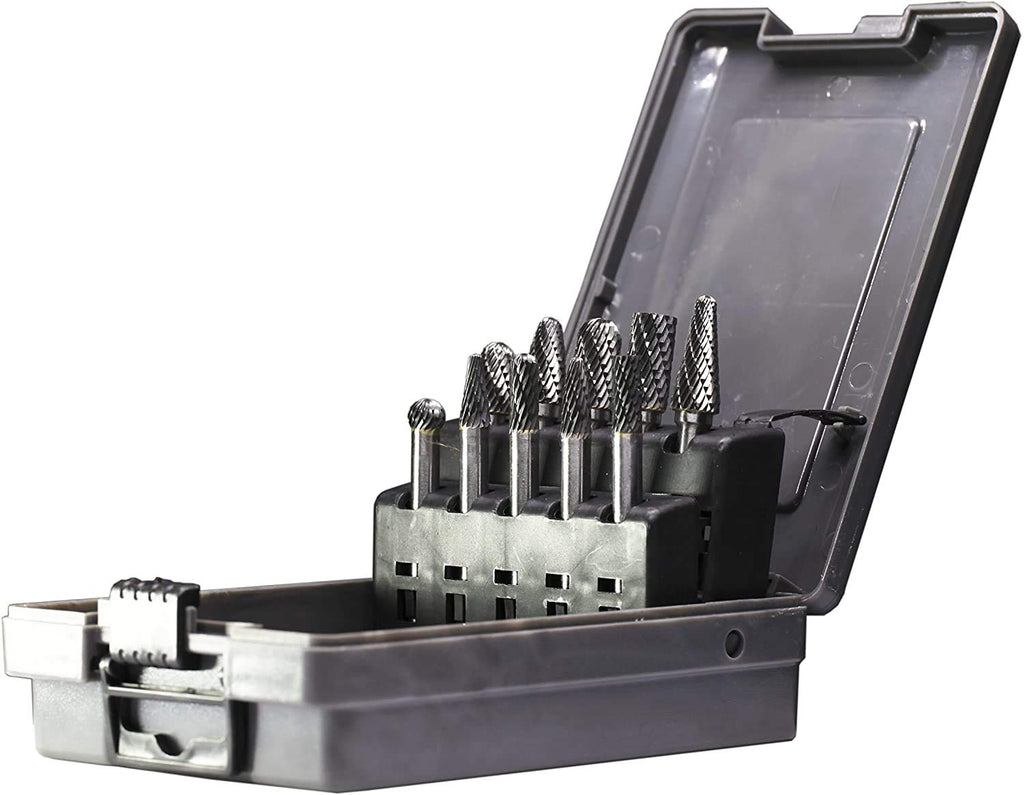 1/4" Shank 10pcs Double Cut Solid Carbide Rotary Burr Set