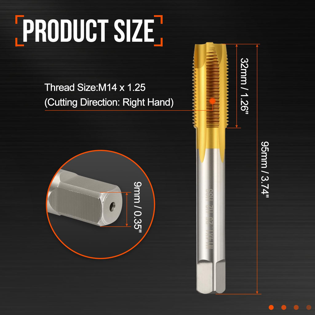 Workkyma M14 x 1.25 Spiral Point Tap M2 High Speed Steel Titanium Finish