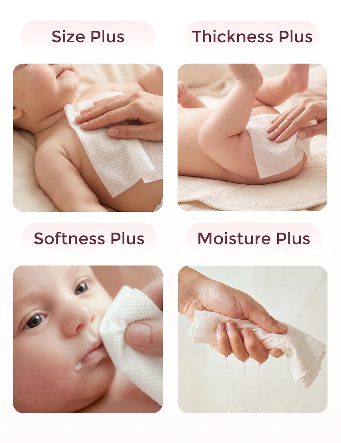 Baby Wipes Travel Size, Extra Large 99% Water Based Wet Wipes
