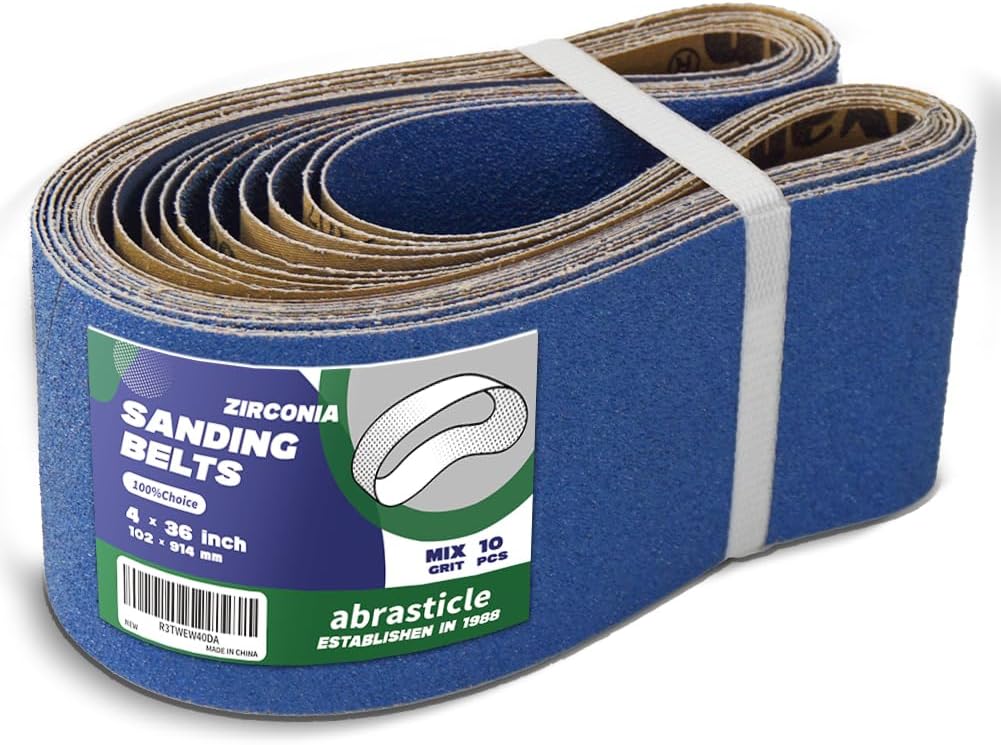4" x 36" Zirconia Sanding Belts for Metal - 4 x 36 Inch Zirconia Metal Grinding Sand Paper, 10 PCS 2 Each of 40/60/80/120/240 Assorted Grits, Perfect for Metal Polishing, Derusting, Woodworking
