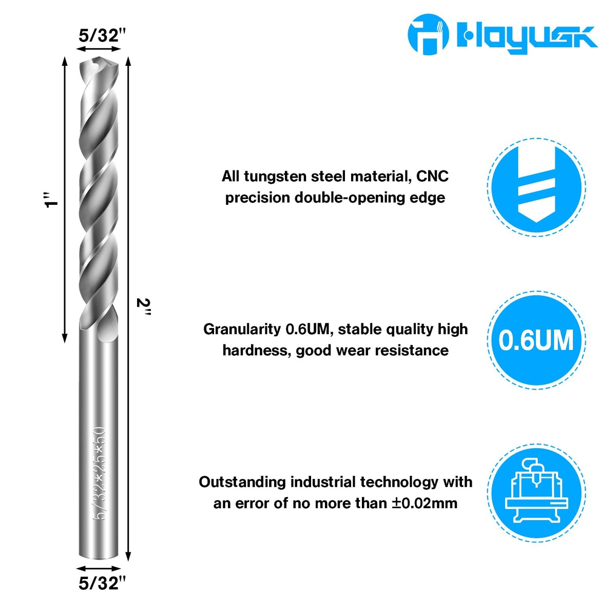 5/32" Drill Bits Solid Carbide Drill Bits, Tungsten Carbide Drill Bit Set, Metal Drill Bit Set for Stainless Steel Hardened Steel Cast Iron Alloy Copper, 2 Pcs