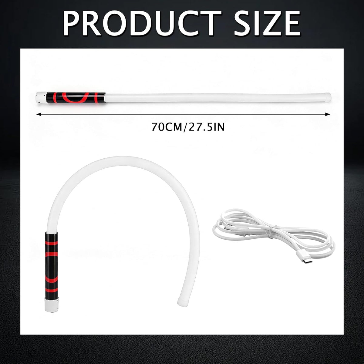 Bendable LED Flashlight Stick, 30'' Rechargeable Flexible LED Work Light, High Lumen and 3 Brightness Modes, Led Work