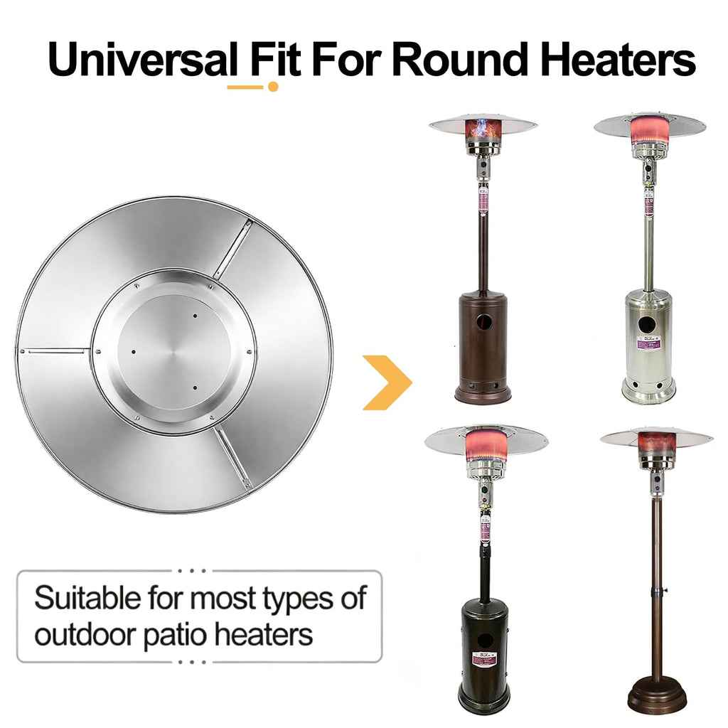 33 Inch Round Patio Heater Reflector Shield, 3 Pre-Drilled Holes