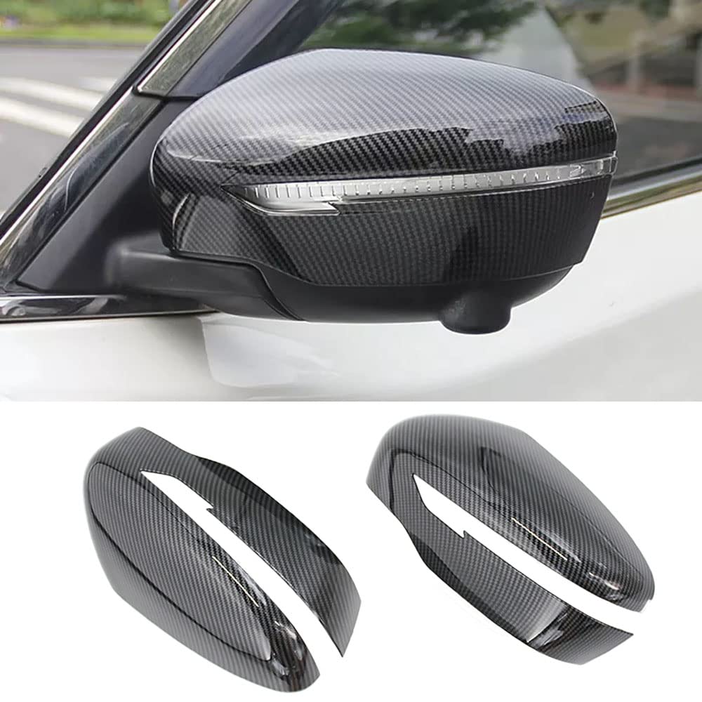 XITER 2PCS ABS Carbon Fiber Style Rearview Mirror Cover Trim Door Side Moulding Trim for Nissan Rogue 2014-2020 Rogue Sport 2017-2022,Nissan Murano 2015-2024 Exterior Accessories-with Turn Signal