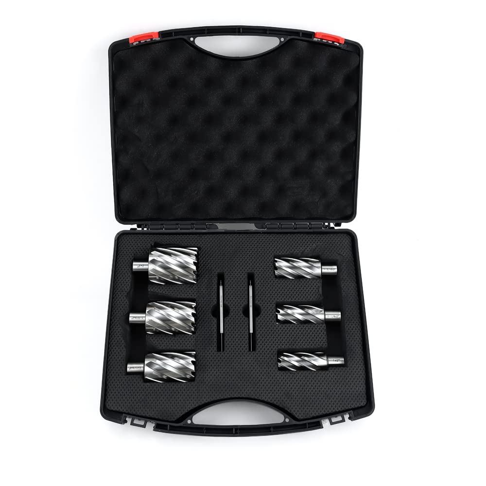 OSCARBIDE 8pcs HSS Annular Cutter Set,1" to 2" Dia,2" Cutting Depth