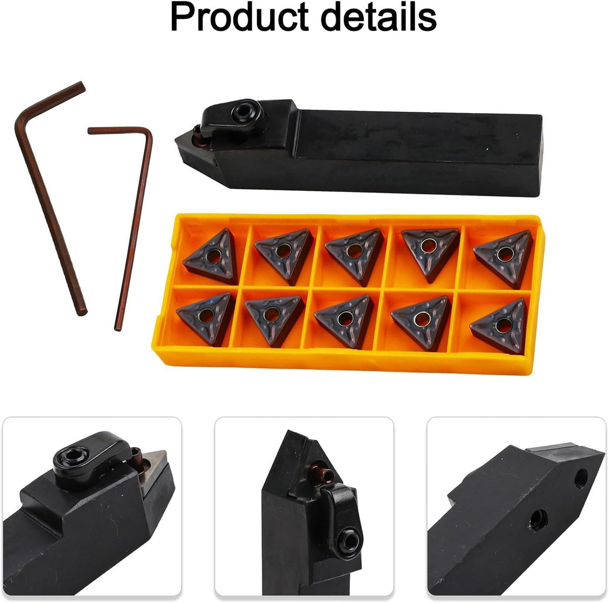 13PCS CNC Turning Tool Set, MTENN1616H16 Carbon Steel Tool Holder, TNMG332 / TNMG160408 Carbide Inserts, And Wrenches (L2/L3) With Screws LSM625 / CTM513, Metal Right Hand Turning Tool