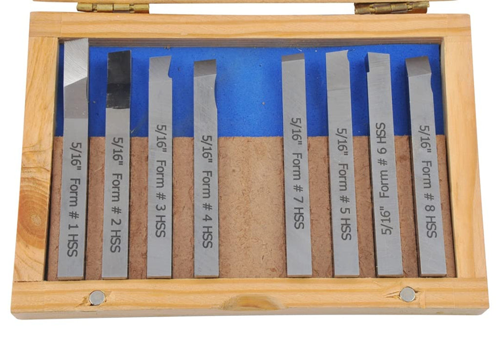 HHIP 2006-9024 5/16 X 3-1/8" 8 Piece High Speed Steel Lathe Turning Tool Set