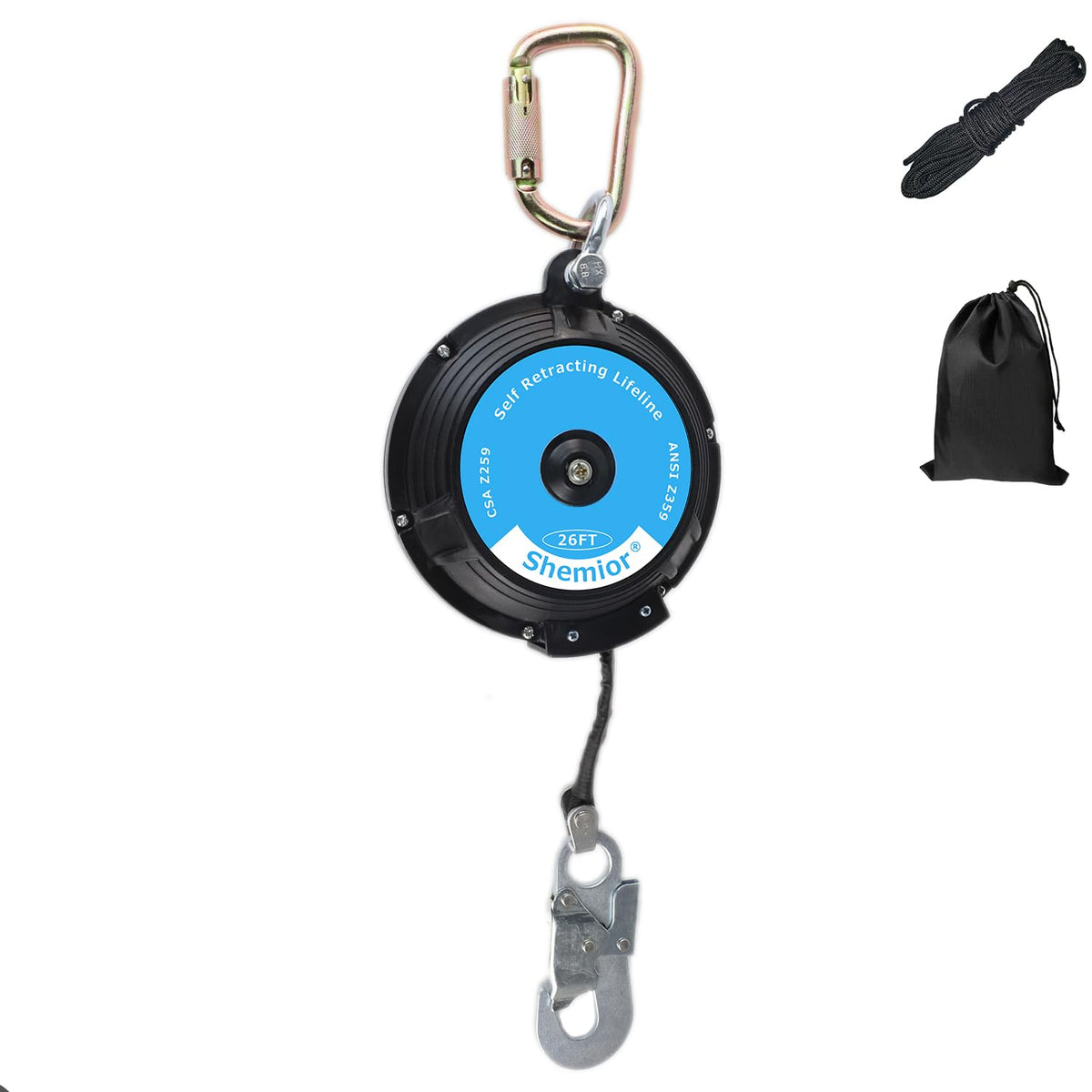 26FT Self Retracting Lifeline, Retractable Safety Lanyard, Web SRL