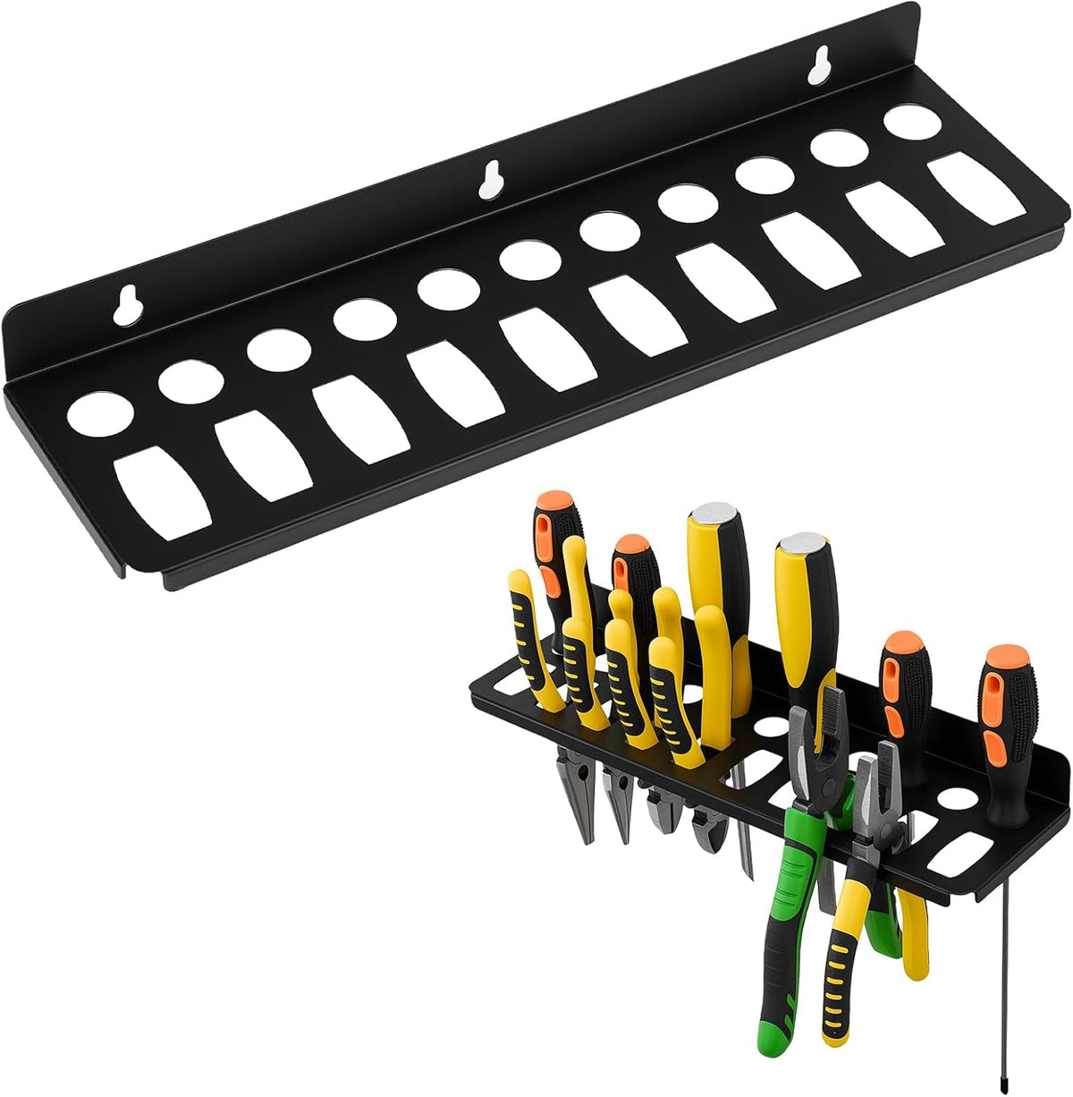 Screwdriver Plier Wrench Organizer，Wall Mount Metal Tool Storage Rack Wrench Screwdriver Organizer Small Hammer Hand