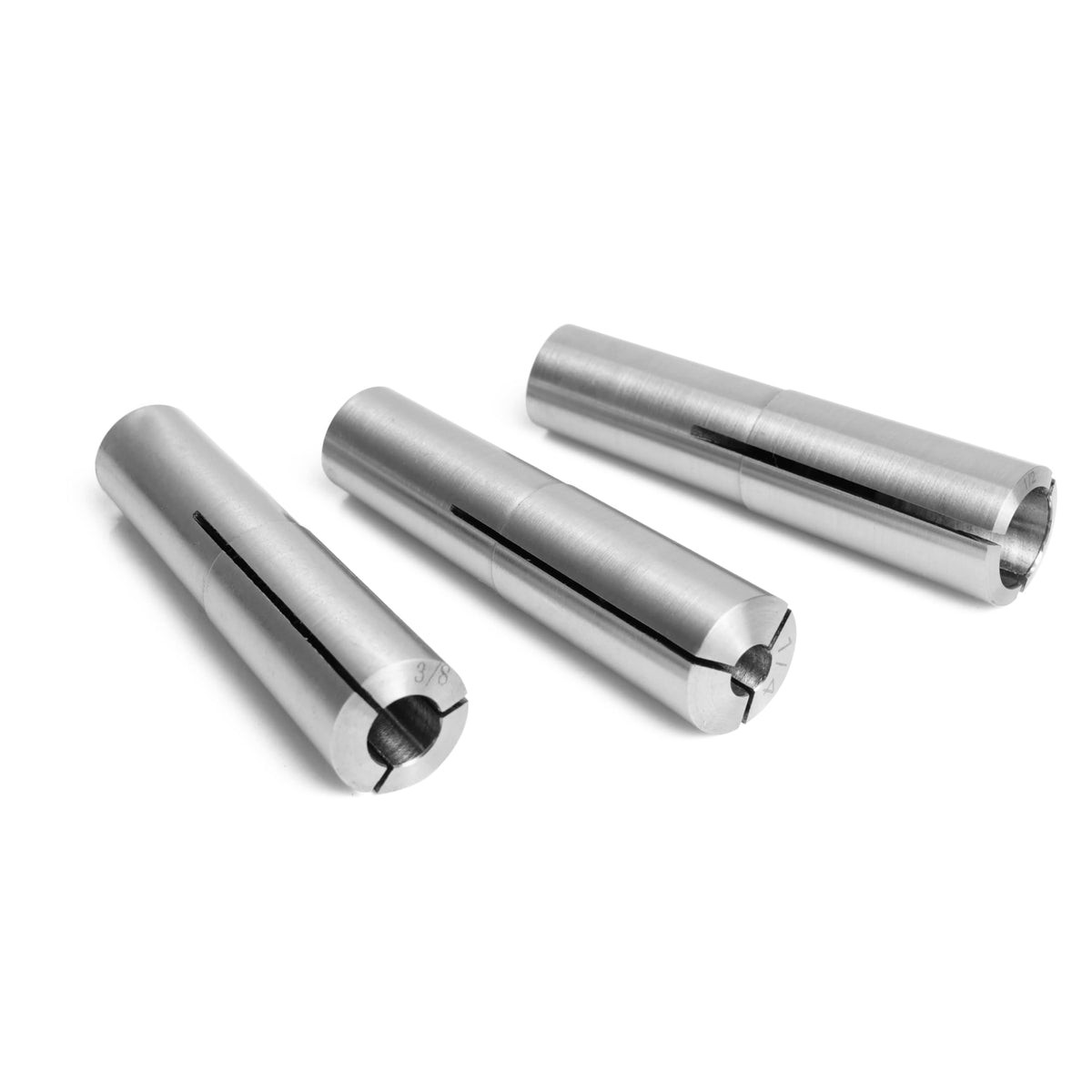BMWOOD 3 Pcs Set Draw Bar Collet Chuck 1/2", 3/8", 1/4", MT2 Taper, with Inner Thread 3/8 "x16TPI for Woodturning Wood Lathe.