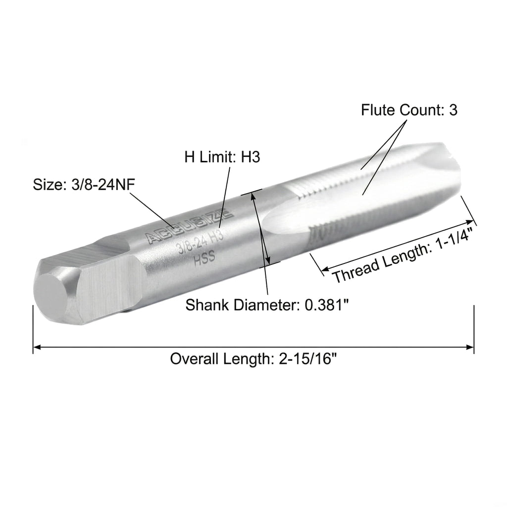 Accusize Industrial Tools Spiral Point Tap, 3/8-24NF, SPT-3/8-24x5