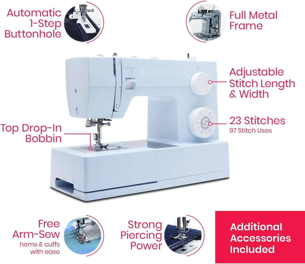 4423 (Meltwater Blue) Heavy Duty Sewing Machine with Accessories | 23 stitches deliver 97 applications, 50% more