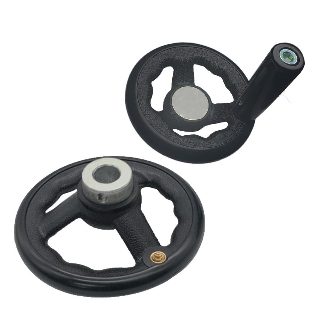 JTEYINH 0.47x4inch Diameter Round Hand Wheel with Revolving Handle for Mill Drillpress Crank Lathe