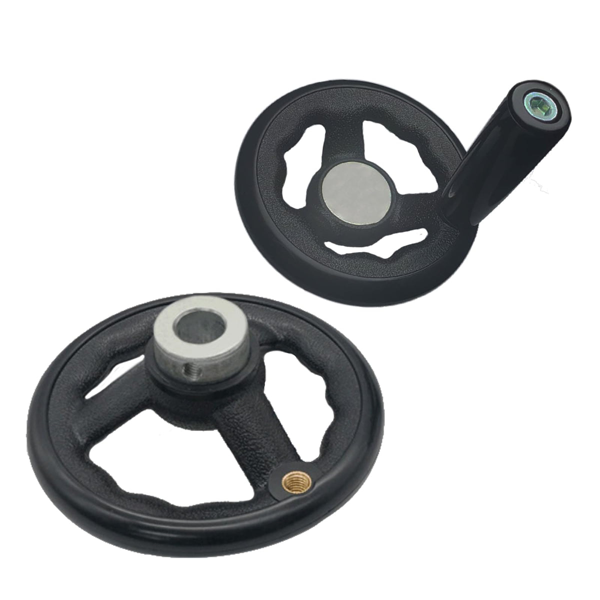 JTEYINH 0.47x4inch Diameter Round Hand Wheel with Revolving Handle for Mill Drillpress Crank Lathe
