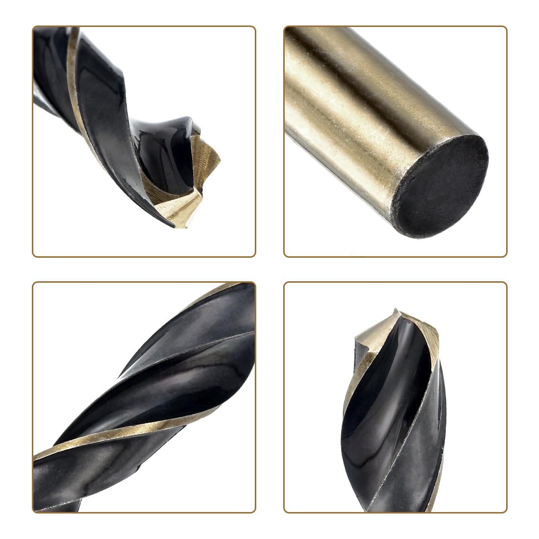 uxcell 10pcs Straight Shank Twist Drill Bits 6mm Gold Titanium & Black Nitride Coated High Speed Steel (HSS) 4341 with 6mm Shank for Stainless Steel Alloy Metal Plastic Wood
