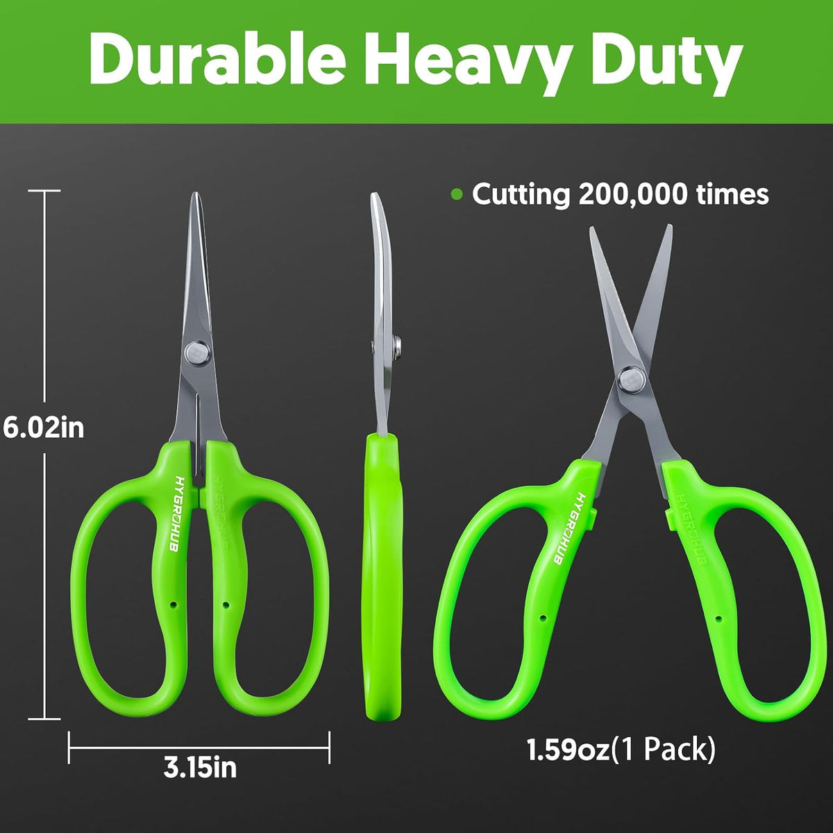 Garden Scissors, 6-in Curved Blade Pruning Shears, Non-Stick Coated Steel | Sharp Small Gardening Snips for Plants