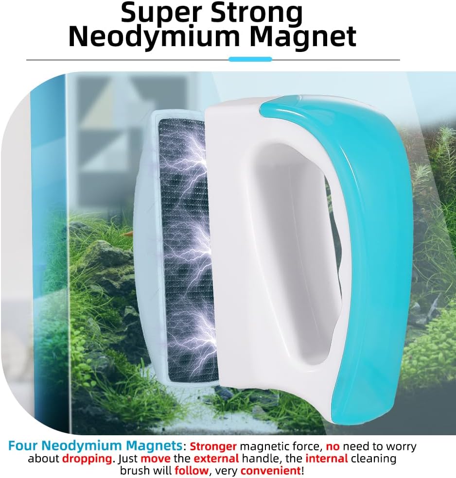 2 Pieces Aquarium Magnetic Brush Glass Fish Tank Algae Scrapers Glass Cleaner Floating Scrubber Aquarium Clean Brush