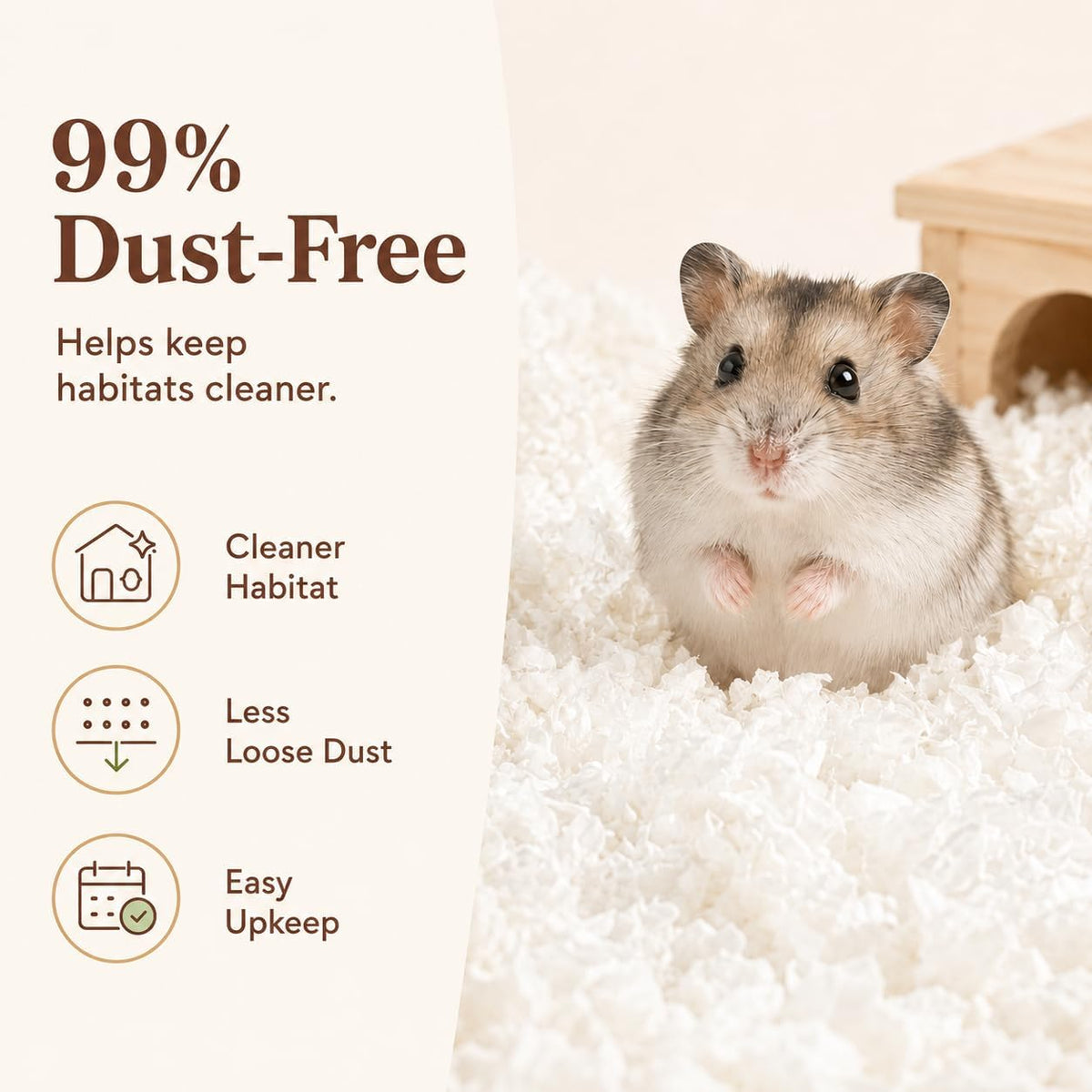 Hamster Bedding Odor Control, Small Animal Paper Bedding 50L