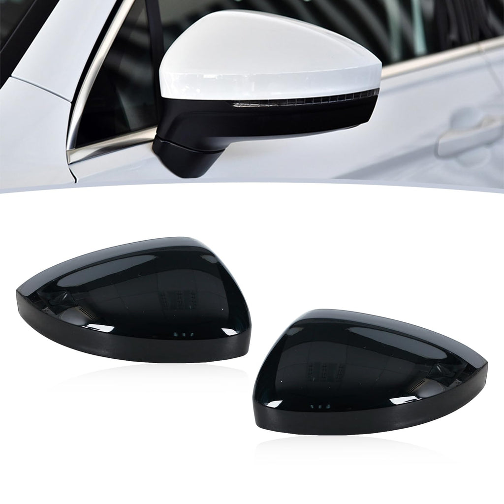 JESYMBX Rearview Side Mirror Cover Cap For VW Tiguan 2017-2020 Wing Door Rear-view Lid Turn Signal Black Left&Right