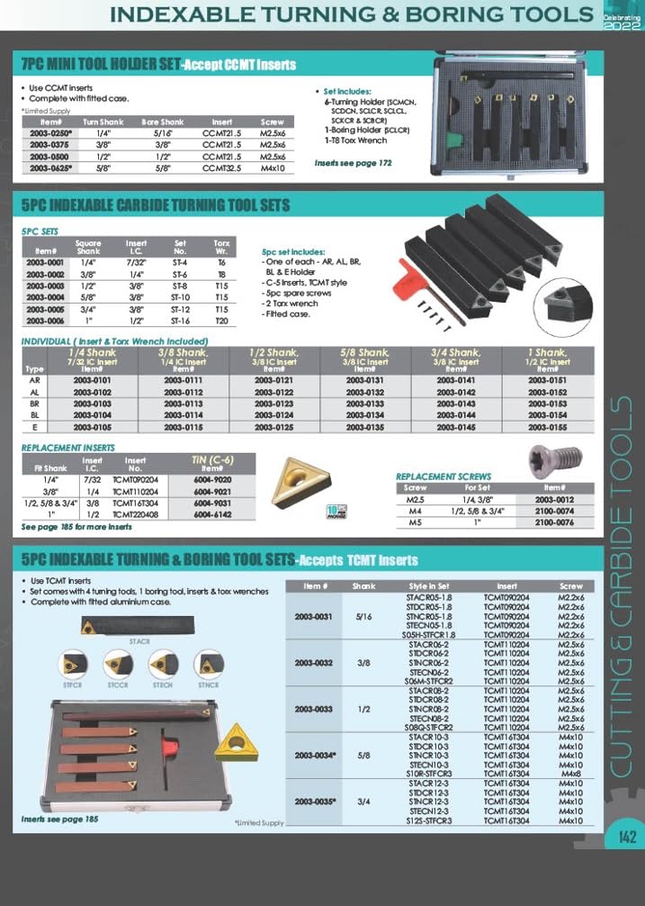 HHIP 2002-0213 Pro Series Indexable Cut Off and Turning Tool Set, 9 Piece, 1/2"