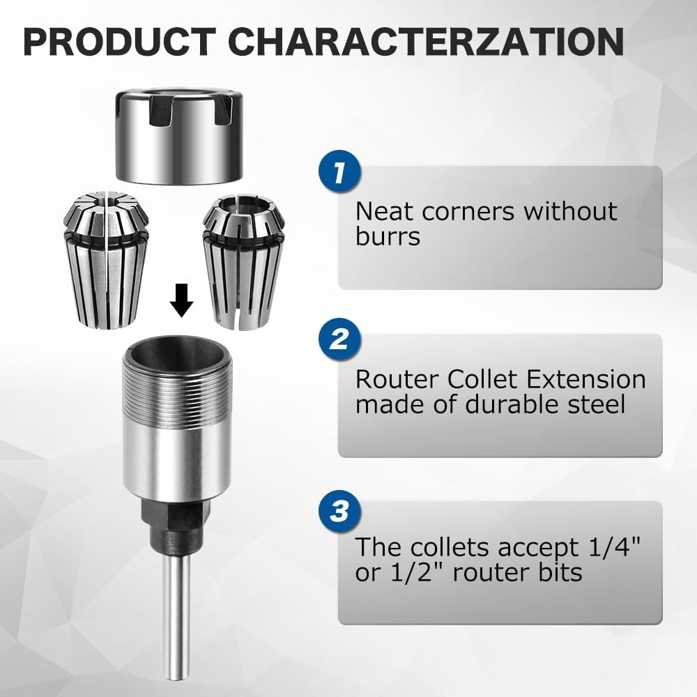 Yetaha ER20 Collet Extension Chuck Converter 1/4" Shank