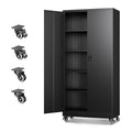 Metal Garage Storage Cabinets with Wheels,Steel Tool Cabinets Lock Door and Adjustable Shelves for