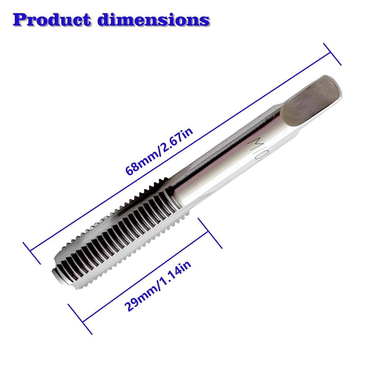 2Pack M10 x 1.25 Metric Thread Tap, M10 x 1.25mm High-Speed Steel Hand Tap,Right Hand Thread Tap 1Pair