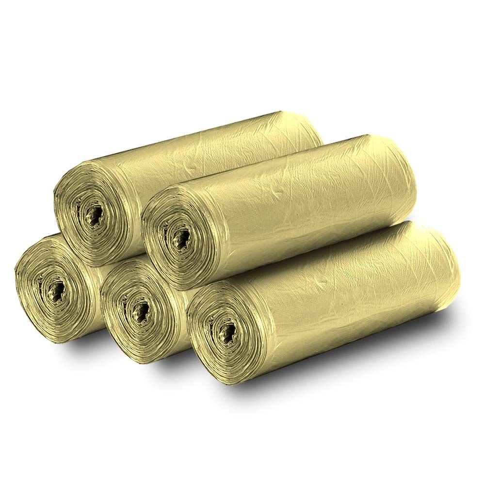5 Rolls Small Trash Garbage Bags,4 Gallon 100 Counts (Golden)
