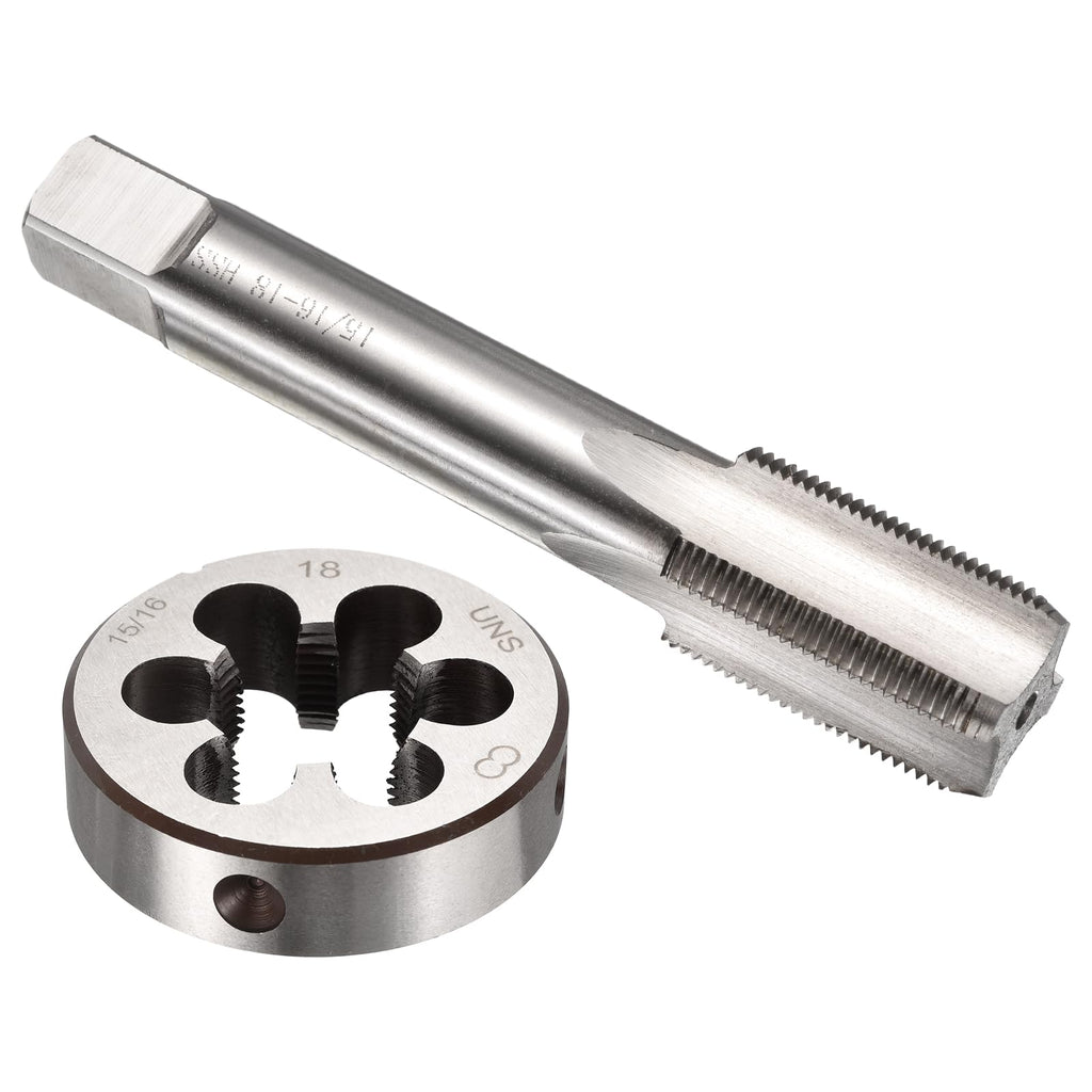 Workkyma 15/16"x18 UNS Tap and Die Set, M2 HSS Right Hand Threading Tool