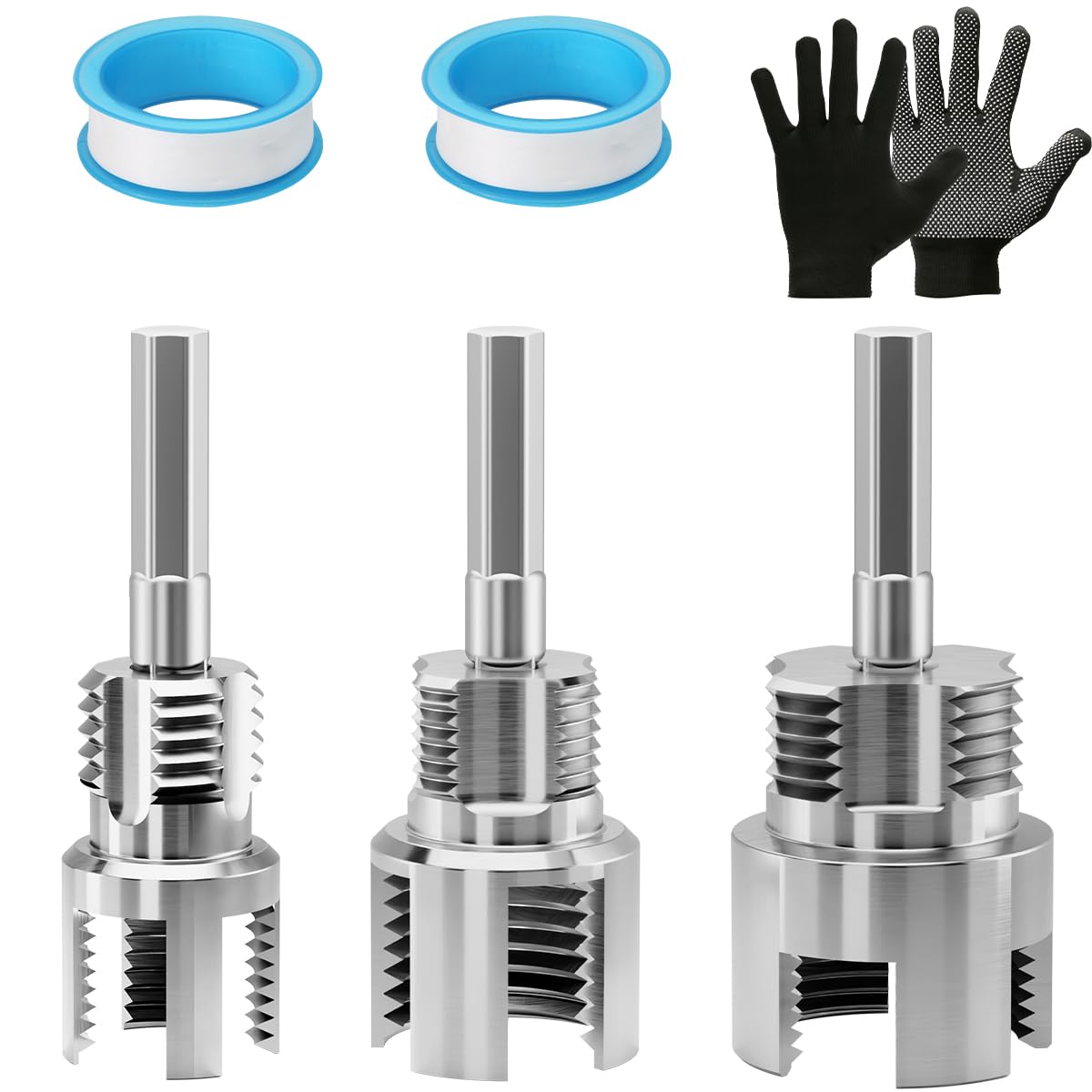 PVC Pipe Threader Kit 1/2", 3/4" & 1" for Plastic Pipes Home Repair