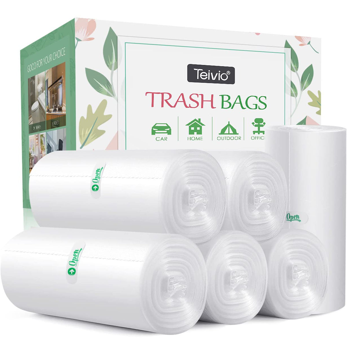 Clear Trash Bags 6 Gallon 220 Count Kitchen Garbage Bags Unscented