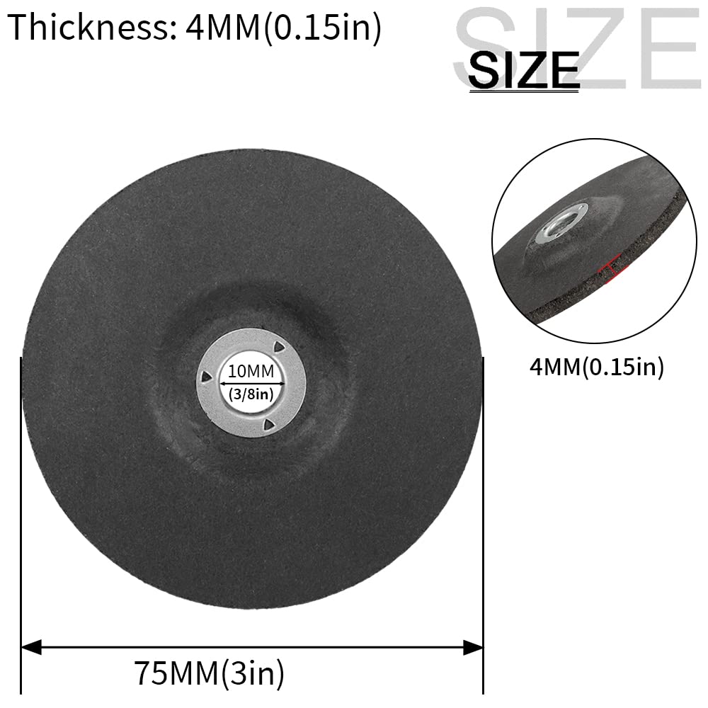 SI FANG 3 inch Grinding Wheel 10 Pack Angle Grinder Discs with 3/8'' Arbor