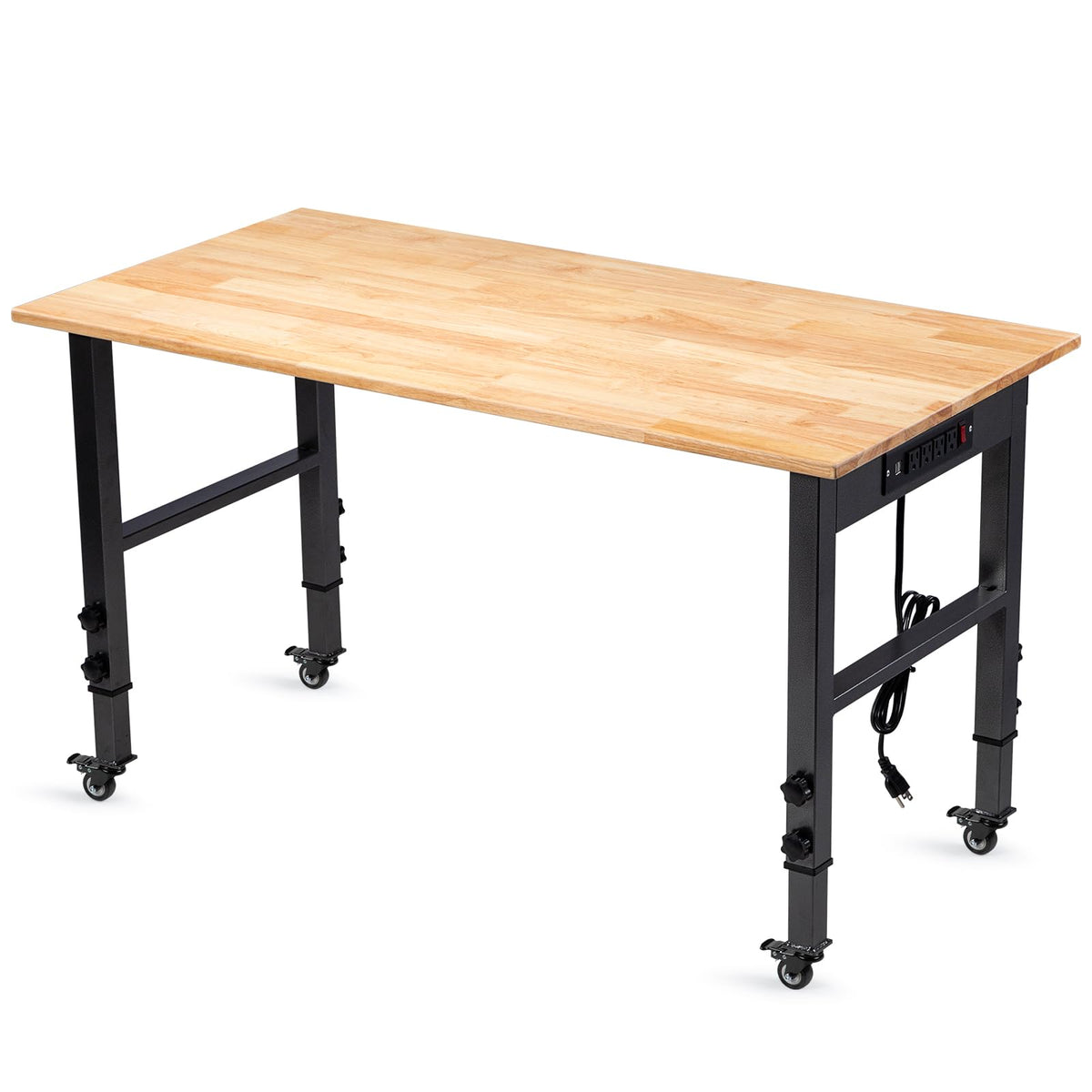48" Adjustable Workbench, Work Table with Wheels and Power Outlet