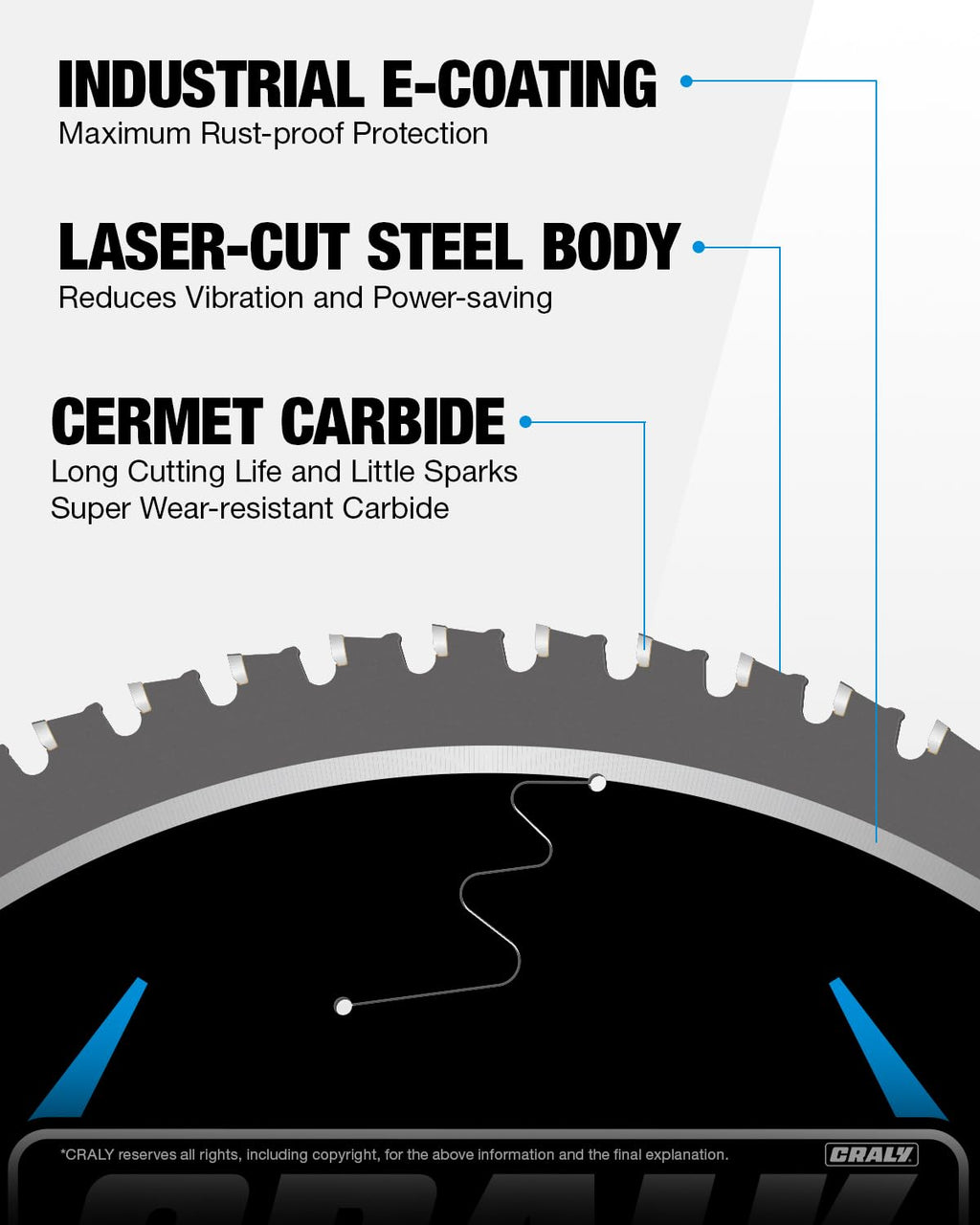 CRALY 14 Inch 66 Teeth Steel and Ferrous Metal Cutting Circular Saw Blade, 1 Inch Arbor, Thin Kerf, Professional Cermet Carbide Tipped Blade for Angle Iron, Threaded Rod, EMT Conduit(C1466MC)