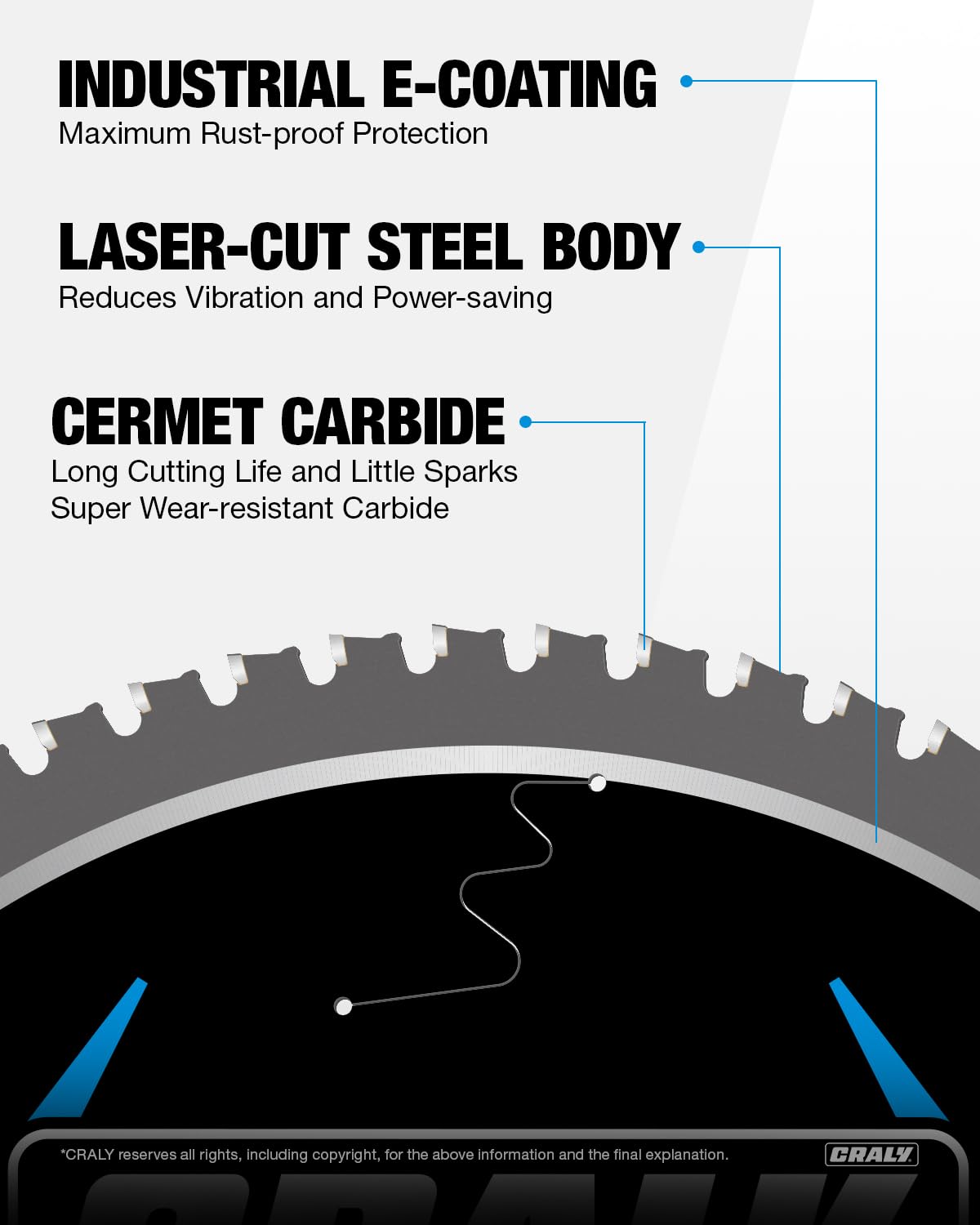 CRALY 14 Inch 66 Teeth Steel and Ferrous Metal Cutting Circular Saw Blade, 1 Inch Arbor, Thin Kerf, Professional Cermet Carbide Tipped Blade for Angle Iron, Threaded Rod, EMT Conduit(C1466MC)