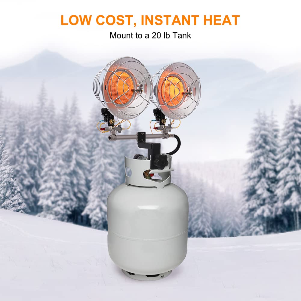 Propane Tank Top Heater, CAMPLUX Outdoor Tanktop Heater with Tip-Over Switch for Garage, Camping, Hunting, Double